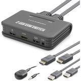 Hdmi Usb Kvm Switch 2 Port Hdmi 2 Port Usb Dahili Kablolu - Siyah Hdx1361