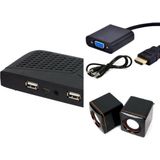 HDMI ve VGA Çevirici Set, Uydu, Hoparlör, Siyah, Monitör ve Tv Bağlantısı - Ahşap