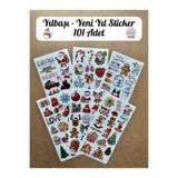 hdsticker 101 Adet Yılbaşı, Yeni Yıl Temalı Sticker Seti - Noel, Kardan Adam, Çam Ağacı, Hediye Paketi, Etiket