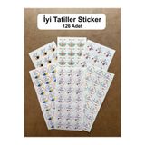 hdsticker 126 Adet 3 cm İyi Tatiller Yapışkanlı Sticker Karne Öğretmen Etiketi Mezuniyet Hatırası Okul Hediye