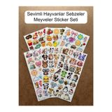 hdsticker 190 Adet Sevimli Etiket Kedi, Çiçek, Sebze, Pasta, Hayvan, Meyve Öğretici Çocuk Odası Sticker Seti
