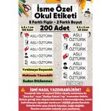hdsticker 200 Adet Atatürk Desenli İsme Özel Okul Etiketi Kişiye Özel İsim Baskılı Kalem Defter Kitap Matara Beslenme Çantası Kreş Anaokulu Öğrenci Sticker Seti Suya Dayanıklı Silinmez Folyo Çıkartma