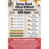 hdsticker 200 Adet Çiçek Desenli İsme Özel Okul Etiketi Kişiye Özel İsim Baskılı Kalem Defter Kitap Matara Beslenme Çantası Kreş Anaokulu Öğrenci Sticker Seti Suya Dayanıklı Silinmez Yıkanabilir Folyo Çıkartma
