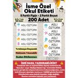 hdsticker 200 Adet Deniz Desenli İsme Özel Okul Etiketi Kişiye Özel İsim Baskılı Kalem Defter Kitap Matara Beslenme Çantası Kreş Anaokulu Öğrenci Sticker Seti Suya Dayanıklı Silinmez Yıkanabilir Folyo Çıkartma