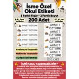 hdsticker 200 Adet İş Makineleri Desenli İsme Özel Okul Etiketi Kişiye Özel İsim Baskılı Kalem Defter Kitap Matara Beslenme Çantası Kreş Anaokulu Öğrenci Sticker Seti Suya Dayanıklı Silinmez Folyo Çıkartma