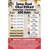 hdsticker 200 Adet Kedi Desenli İsme Özel Okul Etiketi Kişiye Özel İsim Baskılı Kalem Defter Kitap Matara Beslenme Çantası Kreş Anaokulu Öğrenci Sticker Seti Suya Dayanıklı Silinmez Folyo Yıkanabilir Çıkartma