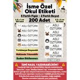 hdsticker 200 Adet Kedi Desenli İsme Özel Okul Etiketi Kişiye Özel İsim Baskılı Kalem Defter Kitap Matara Beslenme Çantası Kreş Anaokulu Öğrenci Sticker Seti Suya Dayanıklı Silinmez Folyo Yıkanabilir Çıkartma