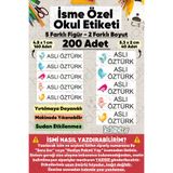 hdsticker 200 Adet Kuş Desenli İsme Özel Okul Etiketi Kişiye Özel İsim Baskılı Kalem Defter Kitap Matara Beslenme Çantası Kreş Anaokulu Öğrenci Sticker Seti Suya Dayanıklı Silinmez Folyo Yıkanabilir Çıkartma