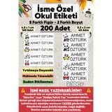 hdsticker 200 Adet Panda Desenli İsme Özel Okul Etiketi Kişiye Özel İsim Baskılı Kalem Defter Kitap Matara Beslenme Çantası Kreş Anaokulu Öğrenci Sticker Seti Suya Dayanıklı Silinmez Folyo Yıkanabilir Çıkartma