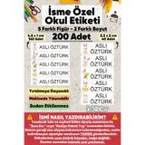 hdsticker 200 Adet Tavşan Desenli İsme Özel Okul Etiketi Kişiye Özel İsim Baskılı Kalem Defter Kitap Matara Beslenme Çantası Kreş Anaokulu Öğrenci Sticker Seti Suya Dayanıklı Silinmez Folyo Yıkanabilir Çıkartma