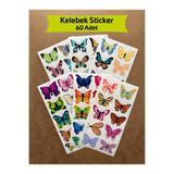 hdsticker 60 Adet Kelebek Sticker Seti - Defter, Duvar, Laptop, Telefon, Ayna, Cam Çocuk Kitap Dekor Etiket P1
