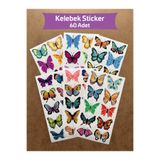 hdsticker 60 Adet Kelebek Sticker Seti - Defter, Duvar, Laptop, Telefon, Ayna, Cam Çocuk Kitap Dekor Etiket P2