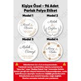 hdsticker 96 Adet Kişiye Özel Kına Nişan Nikah Düğün Sünnet Bebek Firma Etiketi Sticker Hediye Çikolata 3.6 cm