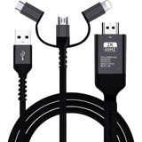 Hdtv 3’ü 1 Arada Micro Usb/type-C/lightning – HDMI Uyumlu Dönüştürücü Kablo iPhone X/6/7/8