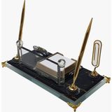 HDY Kişiye Özel Dekoratif Mermer Desenli Kristal Cam Altın Full Set Masa Isimlik 403