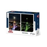 HDY Store Art Puzzle Galata Kulesi 1000 Parça Neon Puzzle Çocuklar İçin Eğlenceli Tasarım