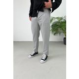 He Brand Erkek Gri Boyfriend Kumaş Pantolon Rahat Kesim Pileli Duble Paça Jogger