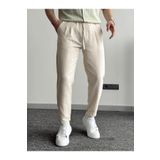 He Brand Erkek Krem Boyfriend Duble Paça Keten Pantolon