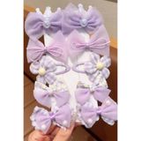 H&E DESIGN 10'lu Lila Tonları Princess Tül Pens Toka Seti