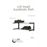 HE Dizayn Aksesuar Çok Amaçlı Katlanabilir Ayakkabı Rafı - 60X45 cm - Antrasit