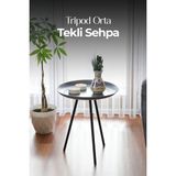 He Dizayn Aksesuar Tripod Orta Tekli Sehpa – Modern Metal Yan Sehpa Orta Boy - Dövme Alüminyum