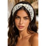 H&E LUXURY DESIGN Kadın Beyaz Fransız Dantel Yazlık Bağlamalı Saç Bandı
