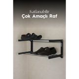 HE Metal Aksesuar Katlanabilir Ayakkabı Rafı – Portatif Ayakkabılık Çok Katlı Organizer - Antrasit - 85 x 40 cm