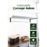 HE Metal Aksesuar Katlanabilir Çamaşır Askısı – Portatif Çamaşır Kurutmalık Foldable Dryer - Antrasit - 60 x 30 cm