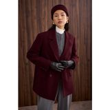 HE-QA Ince Kaşe Kruvaze Ceket Bordo - 40
