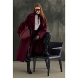 HE-QA Kuşaklı Uzun Kaban Bordo - 38
