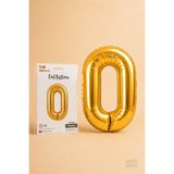 He2 Balloons Gold Folyo Balon 0 Rakamı 86 cm, Helyum Uyumlu Altın Renk Büyük Boy Sayı Balonu, Doğum Günü Parti Süsü