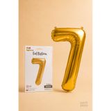 He2 Balloons Gold Folyo Balon 7 Rakamı 86 cm, Helyum Uyumlu Altın Renk 7 Yaş Balonu, Büyük Boy Sayı Balonu