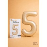 He2 Balloons Karamel Folyo Balon 5 Rakamı 86 cm, Helyum Uyumlu Karamel Renk 5 Yaş Balonu, Büyük Boy Sayı Balonu