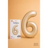He2 Balloons Karamel Folyo Balon 6 Rakamı 86 cm, Helyum Uyumlu Karamel Renk 6 Yaş Balonu, Büyük Boy Sayı Balonu