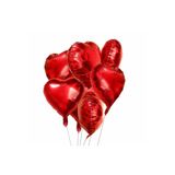 He2 Balon Kırmızı Kalp Folyo Balon Set Kalpli Balon 45 cm 10 Adet