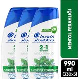 Head & Shoulders 3x330 ml Mentol Ferahlığı 2'in 1 Şampuan