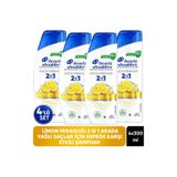 Head&Shoulders 2'si 1 Arada Limon Ferahlığı Kepek Karşıtı Şampuan Yağlı Saçlar için 300ml x 4 Adet
