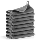 HealAge Makyaj Temizleyici Bezler 8'li Paket, Yumuşak Mikrofiber Yüz Temizleme Bezleri, Tüm Cilt Tipleri için 13x7 inç Yeniden Kullanılabilir Makyaj Temizleyici Havlular, Gri