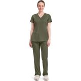 Healing Hands Monica HHE2500 – Rebecca HHE9560 Kadın Scrubs Takım – Ithal, 4 Yön Esnek ve Ultra Konforlu Doktor Hemşire Forması - Haki - XS