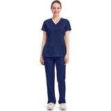 Healing Hands Monica HHE2500 – Rebecca HHE9560 Kadın Scrubs Takım – İthal, 4 Yön Esnek ve Ultra Konforlu Doktor Hemşire Forması - Lacivert - 2XL