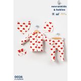 Heart Big Pattern 5’li Yenidoğan Hastane Çıkış Kız Bebek Giyim - Ekru - Kırmızı - 0 - 3 Ay