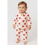 Heart Big Pattern Kız Bebek 2’li Pijama Takım - Kırmızı - 3 - 4 Yaş