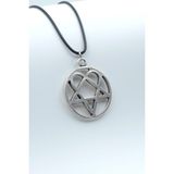 Heartagram Gümüş Kaplama Deri İp Kolye