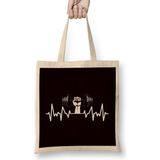 Heartbeat Bodybuilding Weightlifting Workout Gym Fitness Bez Çanta Uzun Saplı - Açık Bej - 40 X 40
