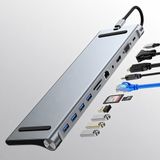 Heartz 11'i 1 Arada Usb-C Çoklayıcı Dock Istasyonu | 4K Hdmı, Vga, RJ45 Ethernet, Pd 100W, 4x USB 3.0, Sd/tf Kart Okuyucu, 3.5mm Ses Girişi | Alüminyum Gövde