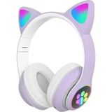 HEARTZ H10 CAT KEDİLİ LED IŞIKLI KAFAÜSTÜ BLUETOOTH KULAKLIK (LİLA MOR)