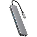 HEARTZ HB-02 7in1 hdmi usb c type c hafıza kartı micro kart okuyucu hub 4k a kalite metal