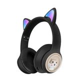 HEARTZ RENKLİ BÜYÜK A KALİTE KULAK ÜSTÜ TAÇ RENKLİ IŞIKLI KEDİ KULAKLI KEDİ KABARTMALI 5.3 VERSİON PED BALŞLIKLI BOYU AYARLANABİLEN ÇOK RAHAT BLUETOOTH KULAKLIK AKZ 02 (SİYAH)