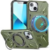 Heartz Rugged Kapak Döner Stand ve MagSafe Uyumlu Tam Korumalı Kaliteli Telefon Kılıfı, Çok Renkli (İPHONE 16 PLUS YEŞİL)