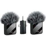 Heartz Wireless Microphone Kablosuz Yaka Mikrofonu Video Youtube Tiktok Canlı Stüdyo Mikrofon (F11-2 Tüylü
